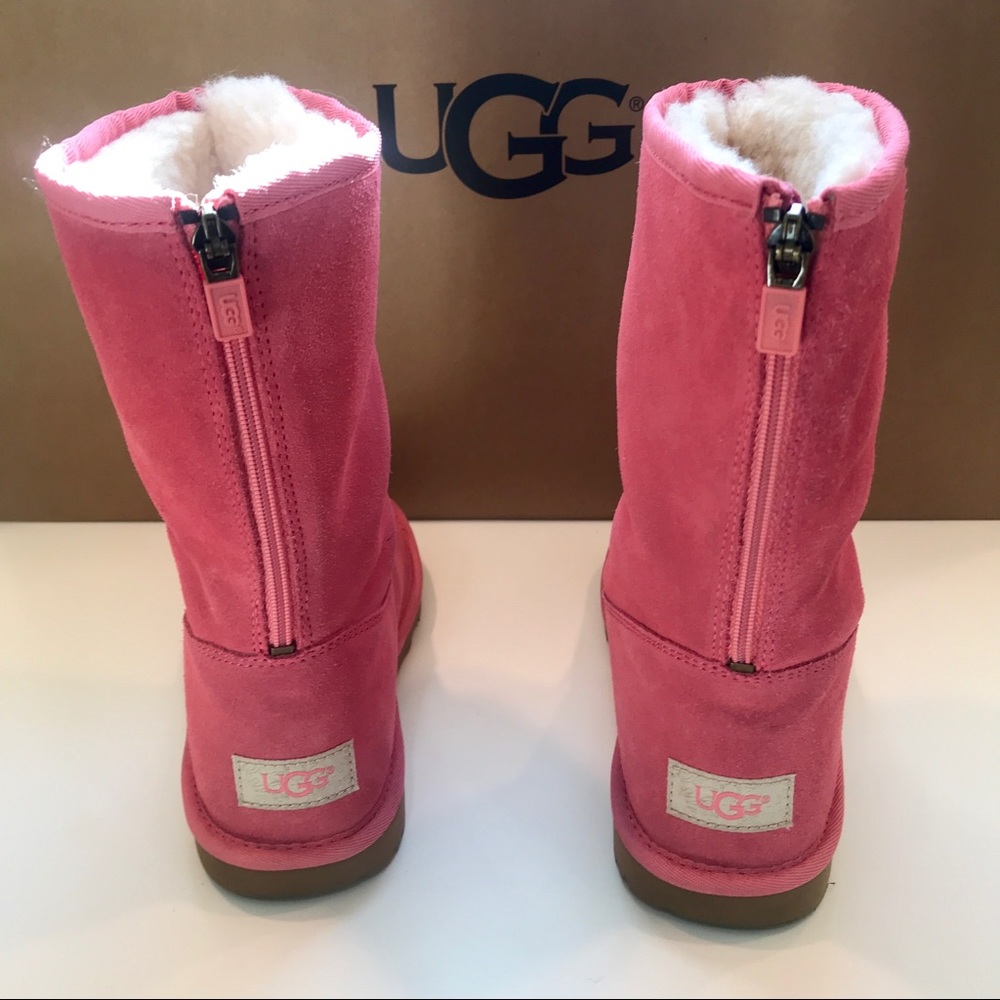 NEW AUTHENTIC UGG Back Zipper Pink Suede Boots Sz5 - Picture 3 of 8